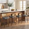 Bekrvio Set di 4 sgabelli da bar girevoli a 360°, con schienale in rattan, altezza seduta 65 cm, 4 gambe, ecopelle e legno massiccio, sgabello da bancone retrò con schienale per isola cucina e bancone