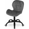 NMK HOME Sedia Scrivania con Ruote - Sedia Imbottita Ufficio con Imbottitura Geometrica e Base Cromata - Regolazione Altezza