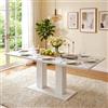 Wiuzo Tavolo da Pranzo Allungabile, 140/180x70 cm, adatto per 6-8 persone, forma rettangolare, piano del tavolo rinforzato, stile semplice, tavolo per sala da pranzo, cucina, soggiorno, bianco