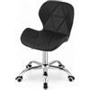 NMK HOME Sedia da Ufficio in Similpelle - Sedia Imbottita con Design Geometrico e Base Cromata