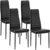 buybyroom Sedie Cucina Set da 4, Sedie Soggiorno Imbottite Sala da Pranzo Moderne, Schienale Alto, Gambe in Metallo, Per Arredo Sala da Pranzo,Cucina e Ufficio, Nero