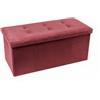 INTRECCI Pouf Contenitore, Panca per Sedersi Effetto Velluto, Rettangolare, 76x34x34 cm, Imbottito, Versatile, Facile da Pulire. Colore: Bordeaux