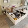 Zepneiy Letto 160 x 200 cm, con testiera, luce da lettura e USB, letto imbottito 160 x 200 cm, con 2 comodini, set completo, letto matrimoniale con rete a doghe, letto per ragazzi e ragazzi, in velluto, beige