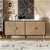 Wyibwy Credenza, mobiletto cucina salvaspazio, quattro ante, maniglie spazzolate dorate e gambe del tavolo lucidate a specchio, 160x40x75cm