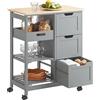 SoBuy Carrello Cucina con 3 Cassetti e 1 Cestino, Mobiletto Cucina Salvaspazio con 4 Ruote Girevoli, Credenza Cucina o Bagno, Mobiletto Cucina Dispensa, L68 x P38 x A85 cm, grigio,FKW79-HG