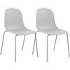 CLP Set di 2 Sedie Hardin, impilabili e resistenti alle intemperie, ideale per balcone, terrazza e sala da pranzo, Colore:grigio chiaro
