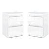 MRBLS_HOME MRBLS Lot di 2 comodini moderni con cassetti, comò in legno per la tua camera (bianco lucido) - 32,5 x 43 x 30 cm (l x H x P)