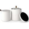 COSTWAY Set di 2 Pouf Contenitore in Velluto, Pouf Rotondi Imbottiti da 40L + 25L, Sgabelli con Contenitore per Soggiorno, Camera da Letto, Portata 150 kg (Bianco)
