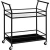 HOMCOM Carrello da Cucina a 2 Livelli con Piani in Vetro Temperato, 4 Rotelle e Struttura in Metallo, 75x40x80 cm, Nero