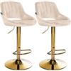 CLP Sgabelli da bar Milet set da 2, regolabili in altezza con schienale, imbottiti in velluto, struttura in metallo girevoli Colore:crema;Materiale base:metallo oro