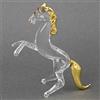 GlassOfVenice Cavallo in Vetro di Murano Trasparente con Oro - Statuetta soffiata a Mano da Collezione in Vetro Artistico con Stallone Trasparente, Scultura Alta 3-1/2 Pollici