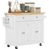 SogesHome Carrello da cucina mobile per isole da cucina carrello da cucina credenza buffet carrello da bar con ruote grande piano di lavoro porta asciugamani portaspezie 2 cassetti armadi a 2 ante