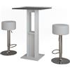Vicco Set di tavoli da bar Repose, Bianco/antracite, 65 x 65 cm con 2 sgabelli da bar, con ripiano laterale per la conservazione di bottiglie e bicchieri