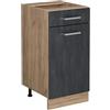 Vicco Mobiletto base per cucina R-Line, Calce nera, 40 cm senza piano di lavoro, per la libera combinazione all'interno di sistemi cucina modulari
