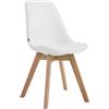CLP Sedia da Pranzo Manado Scandinava I Sedia Soggiorno Imbottita in Similpelle E Legno di Faggio Alt.47 CM, Colore:Bianco, Colore del Telaio:Natura