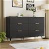 MURUL Elegante credenza dal design moderno, comò molto spazio e con cassetti (nero e oro, 120 x 77 x 40 cm)