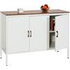 Mendler Credenza armadietto con 3 sportelli HWC-L84 metallo MDF 90x120x40cm - bianco