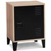IDMarket - Comodino Ester Effetto Legno con 1 Anta in Metallo Nero, Design Industriale