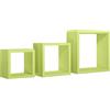 MODULARREDO | RUBIC Set di 3 Mensole da Muro, Cubi Arredo, Cubi da Parete, 35x35x15.5 cm, 25x25x15.5 cm e 20x20x15.5 cm, Verde - Made in Italy