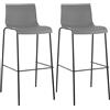 CLP Set da 2 Sgabelli da Bar Hover, Ergonomici con Schienale e Poggiapiedi, Seduta in Plastica, Struttura Robusta in Metallo, Impilabili Colore:grigio;Colore del telaio:nero