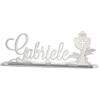 DC DEBORA CARLUCCI Debora Carlucci Scritta Nome Personalizzata in Plexiglass con Base 30 cm Argento Specchiato 100% Made in Italy Ideale per Bomboniere,Comunione,Matrimonio,Cresima
