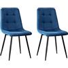 JIJIAN Set 2 Sedie da Pranzo, Sedie da Cucina in Velluto, Blu | Gambe in Metallo, Stile Moderno, Portata Fino a 120 kg, Sedie Imbottite per Sala da Pranzo, Soggiorno e Cucina