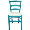 Sedam Srl Set Sedia Venezia Paesana, Legno Massello, Vari Sedute e Colori, Imbottita Paglia o Massello Cucina Casa Ristorante Agriturismo, Alta qualità (Azzurro, Seduta Imbottita Beige, 6)