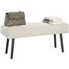 HOMCOM Sgabello multifunzionale, sgabello moderno, panca da letto con sedile imbottito e gambe in acciaio, carico 120 kg, per ingresso, corridoio, soggiorno, 100x36x45 cm, bianco crema
