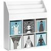 Vicco Libreria bambini Luigi, Bianco, 107.2 x 114.2 cm con 6 scatole pieghevoli opt.2, combinabile per riporre giocattoli e libri