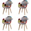 HJhomeheart Set di 4 Sedie da Pranzo in Tessuto Patchwork con Braccioli, Poltrona dal Design Moderno, Sedia da Cucina in Legno di Faggio Scandinavo