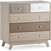 HOMN LIVING Cassettiera Comodino Maia 5 cassetti Multicolore, 80 cm (Larghezza) 40 cm (profondità) 80 cm (Altezza)