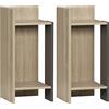 HOMCOM Comodino Moderno Grigio con Ripiano Aperto, Set da 2 Pezzi in Truciolato per Camera da Letto e Soggiorno, 27x25x60 cm