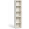 eacommerce Libreria Scaffale con Ripiani Moderna Salvaspazio Design Aperto in Legno Resistente Stabile Antiribaltamento Casa Ufficio (Bianco Nordico, 30x24x132H cm - 5 Ripiani)