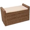 Mendler Baule Panca Contenitore M92 Rattan 44x88x51cm kubu Grigio con Cuscino