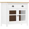 vidaXL Legno Massello di Pino Credenza Hill Madia Mobile Armadietto Armadio Mobiletto Alto Portaoggetti Cassa Cassapanca Bianca 90x40x80 cm