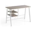 MOMMA HOME - Scrivania - Modello Laure - Mobile da Ufficio con 2 Cassetti - Effetto Rovere Canadian - Struttura in Metallo Bianco Mate - 120 x 52 x 76,5 cm