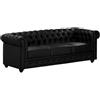 Vente-unique Chesterfield - Divano a 3 posti in simile, colore: Nero