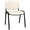 SEDIAOFFICE - Sedie Ufficio Senza Ruote, Sedia Scrivania Ergonomica, per Studio, Sala D'Attesa, Sala Riunioni e Conferenze, Comoda Sedia Ufficio in Ecopelle (Base, Bianco Pelle)