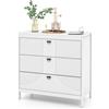 KOMFOTTEU Comò Camera da Letto in Legno, Cassettiera a 3 Cassetti Moderno, Mobiletto Cucina con Maniglie e Kit Antiribaltamento, Comodino per Soggiorno, Cameretta, Studio, 80 x 40 x 79 cm, Bianco