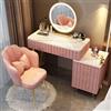 Natliedop Postazione Trucco con Led Specchio Regolabili Toilette Trucco, toeletta con 5 cassetti, camera da letto con rivestimento in pelle e gambe in metallo postazione make up