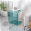 Kaverno Tavolo Laterale A Forma Di U, Tavolino A Forma Di C Per Divano, Comodino In Acrilico Moderno E Semplice, Tavolino Trasparente(Lake Blue, 30x30'