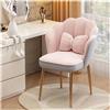 Generic Sedia elegante in velluto con piedini in metallo a forma di petalo, mobili alla moda e funzionali (rosa grigio)