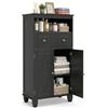LIFEZEAL Mobile Bagno Salvaspazio, Mobiletto Bagno da Terra, Pavimento, 56x30x108 cm, Moderno, con 2 Cassetti 2 Ante, Scomparto Aperto, Armadietto AutoPortante, Legno, per Soggiorno, Cucina (nero)