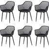 buybyroom Sedia da Pranzo con Bracciolo in Plastica, Set di 6 per Sala 41 x 55 x 84,5 cm (Nero)