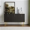 KecDuey Credenza, moderna cassettiera a 3 ante con ripiani regolabili, ante a forma di U e maniglie in metallo e base per sala da pranzo, cucina e corridoio (nero)