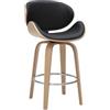 Miliboo Walnut - Sgabello girevole da bar, in legno chiaro, 65 cm