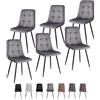 GrandCA HOME Set di 6 Sedie da Pranzo con Seduta Imbottita in Velluto, Sedie da Cucina Moderne con Gambe in Metallo, Grigio-HL