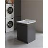Arredamenti Delmar Delmar Mobile Lavatoio Legno Nobilitato Grigio, 45x50 45x60 50x50 60x45 60x50 60x60 75x60 80x50, H85 cm, Con Lavabo Pilozzo Resina, Made in Italy, Già Montato x Bagno Lavanderia (L. 60 x P. 45 cm)