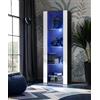 Komodee Vetrina Tivoli A1 Nero/Bianco 55x159x35 cm | Vetrina Armadio Tivoli, Nero/Bianco, Larghezza 55 cm x Altezza 159 cm x Profondità 35 cm, LED Blu, 3 ripiani in vetro