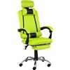 Totò Piccinni Sedia Ufficio BETA Gaming Ergonomica Reclinabile Girevole con cuscini e poggiapiedi con rotelle e poggiatesta (Beta Verde)